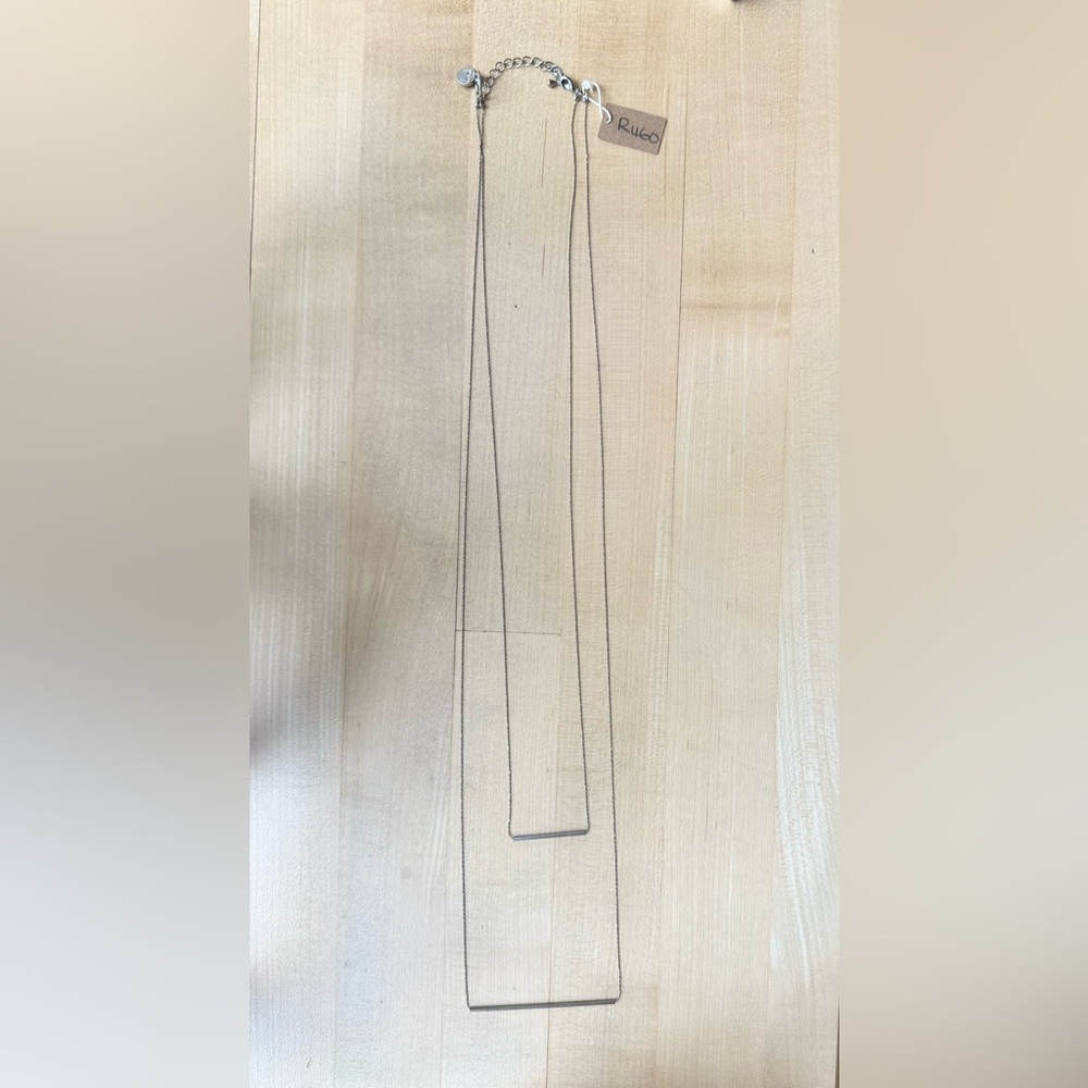 Silver Long Layered Bar Necklace - NWT
